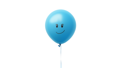 Happy Blue Balloon Smiling Face on a transparent background