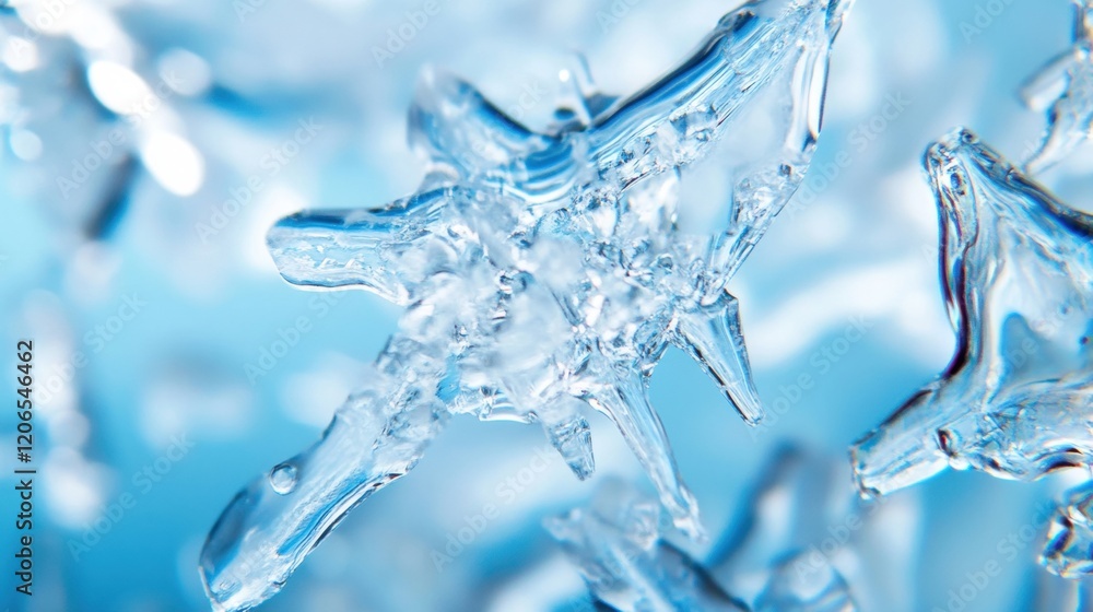 Aufkleber detailed portrayal of an abstract ice crystal pattern showcasing a stunning array of blue colors and