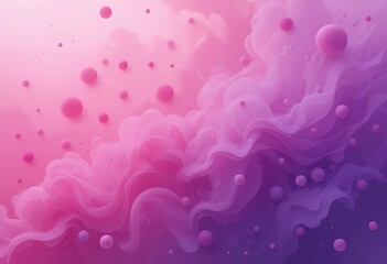 Abstract Pink and Purple Swirling Clouds with Floating Spheres