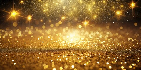 Naklejka premium Golden Glitter and Sparkling Lights Background for Festive Designs