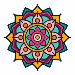clean line art, colourful mandala design