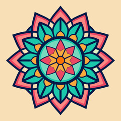 clean line art, colourful mandala design