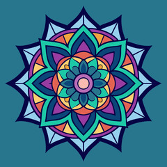 clean line art, colourful mandala design