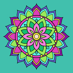 clean line art, colourful mandala design