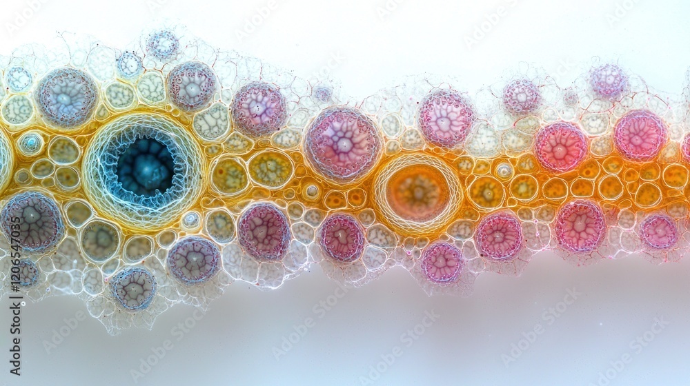 Aufkleber intricate colorful bubble patterns in microscopic view