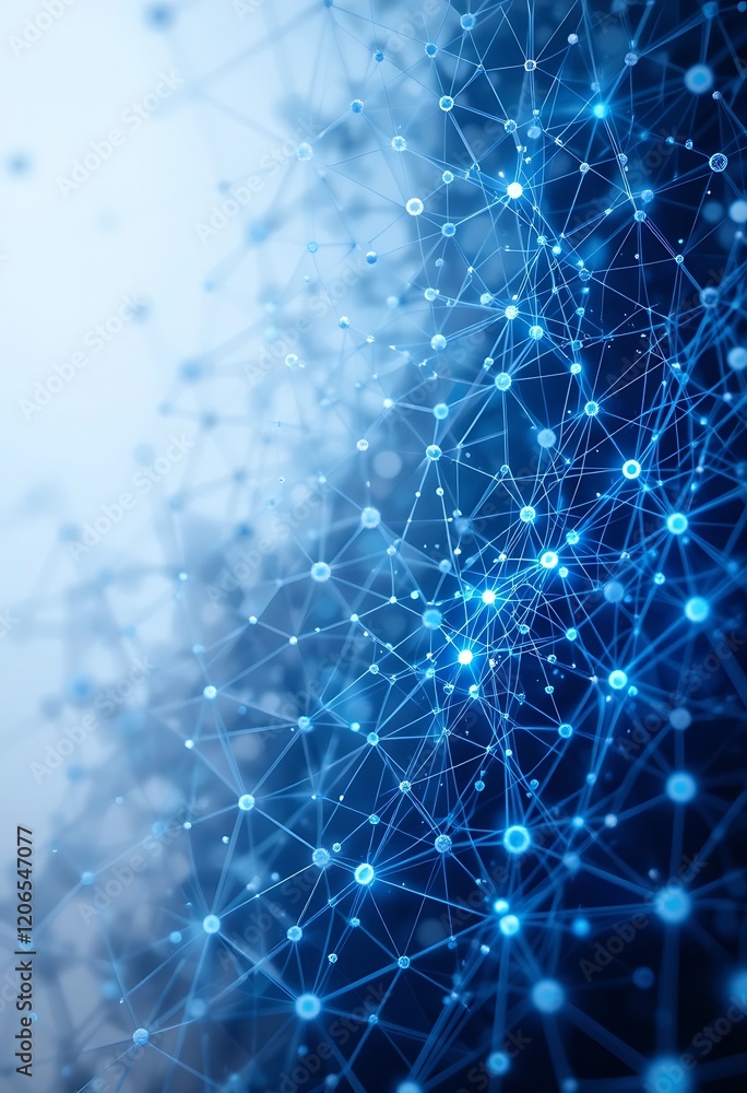 Poster abstract blue network connections representing data flow