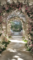 Fototapeta premium Romantic Floral Wedding Aisle: A Dreamlike Pathway