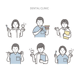 歯医者、歯科衛生士、歯科医スタッフのイラスト