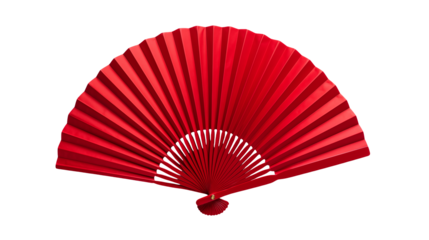 Red Paper Fan Close up on a transparent background