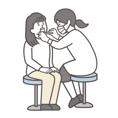 歯科検診を受ける女性のイラスト2