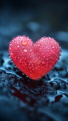 Obraz premium Dew-Kissed Heart A Symbol of Love and Nature