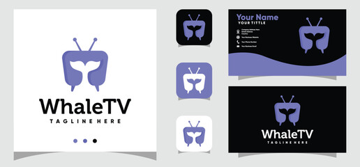 Whale TV logo design and business card template