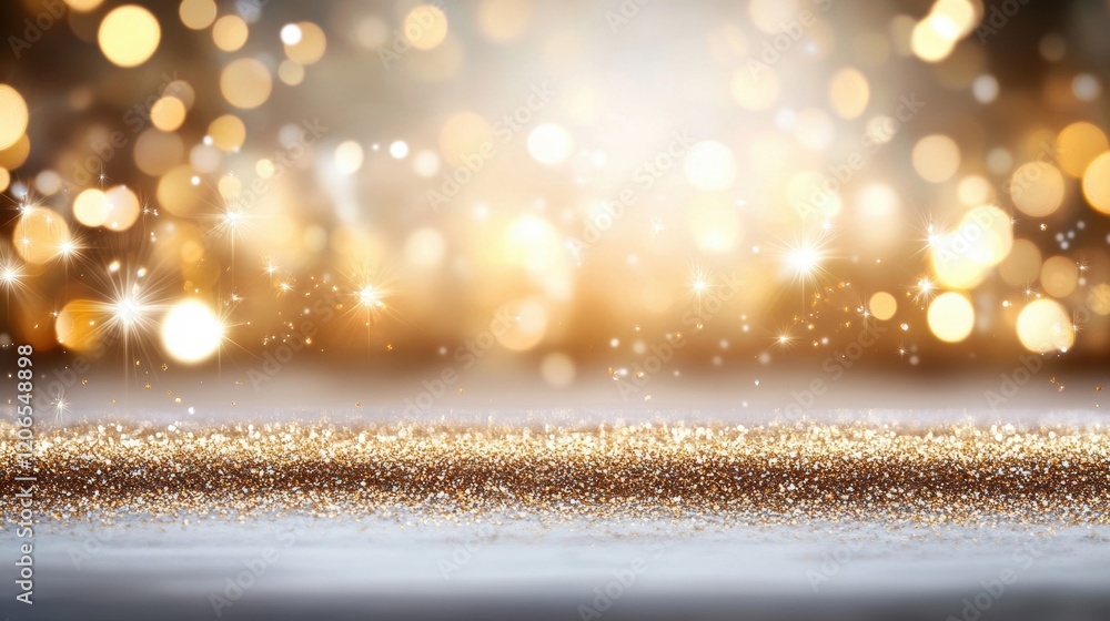 Poster golden sparkling lights illuminate the background, creating a festive and enchanting atmosphere suit