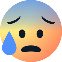 anxious emoji face, vector emoticon with a drop of sweat, expressing worry, fear or nervousness for social media and online communication designs