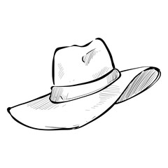 women beach hat handdrawn illustration