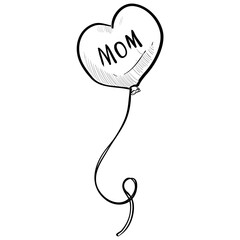 love balloon handdrawn illustration