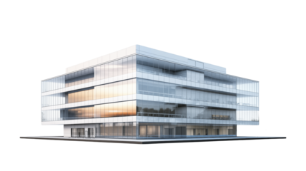 Modern Glass Office Building Exterior on a transparent background