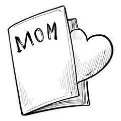 love mom greeting card handdrawn illustration