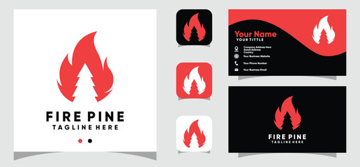 Fire Pine logo design and business card template