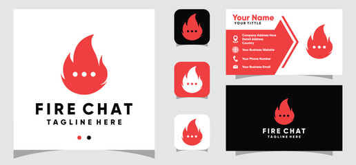 Fire Chat logo design and business card template