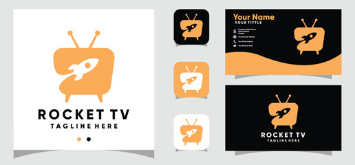 Rocket Television logo design and business card template