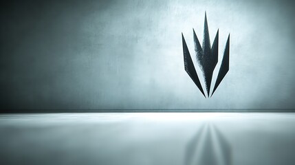 Abstract Black Symbol on Grey Wall Background