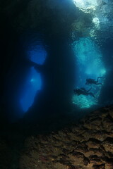 cave diving underwater 
