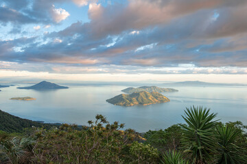 View of Fonesca Gulf and La Union Bay from the top of Conchagua Volcano observation platform at...