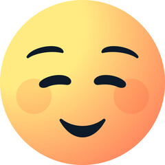 smile emoji emoticon, smiling face with closed eyes, rosy cheeks. happiness, warmth, contentment and affection