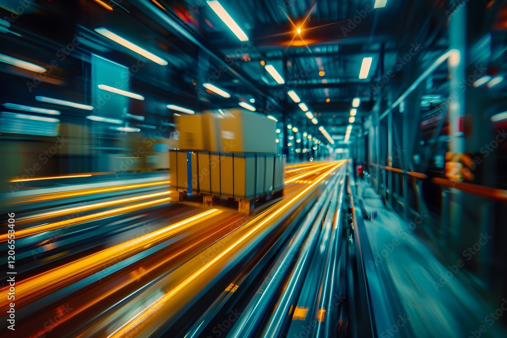 Poster automated conveyor system transporting cardboard boxes