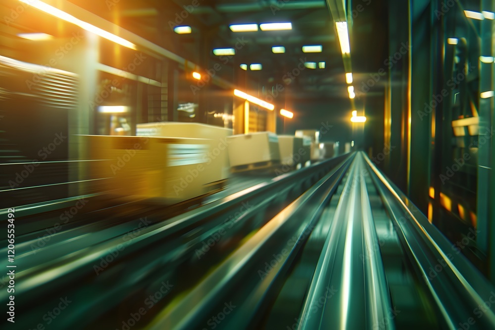 Poster automated conveyor system transporting packages