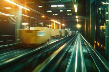 Automated Conveyor System Transporting Packages