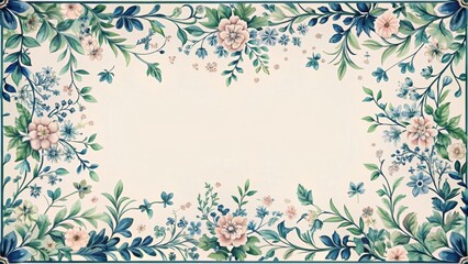 Fototapeta premium Elegant Floral Border Design for Decorative Projects Featuring Delicate Blooms and Lush Greenery