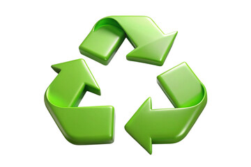 Obraz premium Colorful recycling symbol arrows in 3D design on a white backdrop symbolizing waste management, eco conscious living, and green initiatives.