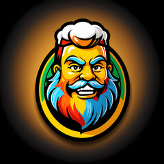 Fototapeta premium Vintage logo of an old man with beard in colorful circle