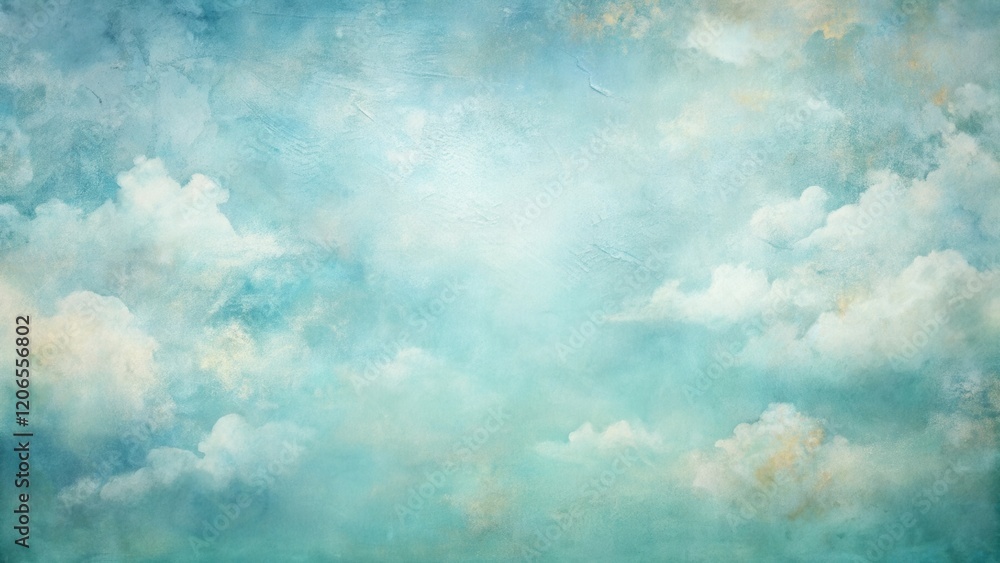 Wall mural serene sky canvas a dreamlike teal and white cloud background perfect for design projects
