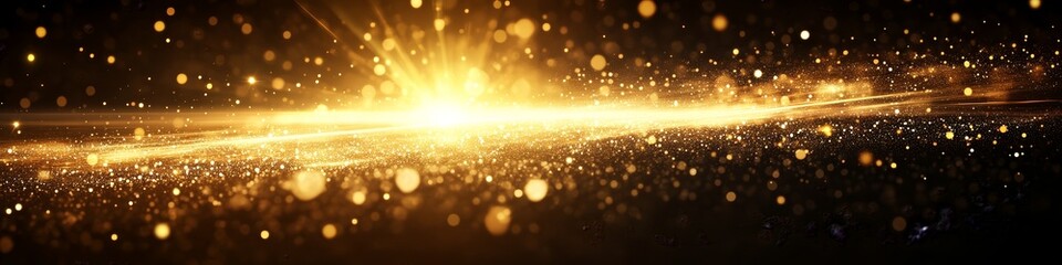 Obraz premium A radiant burst of golden light with sparkling particles, evoking a sense of wonder.