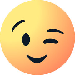 winking emoji face emoticon with one eye closed and a playful smile, cute smiley face. humor, charm, flirtation emotion