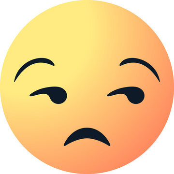 unamused emoji face emoticon with eyes looking to the side, raised eyebrows. annoyance, skepticism or dissatisfaction emotion