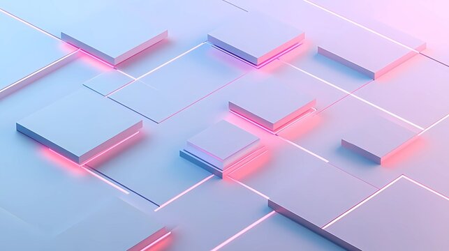 A minimalistic algorithm illustration on a clean sleek gradient squares background, representing logic and structure in coding