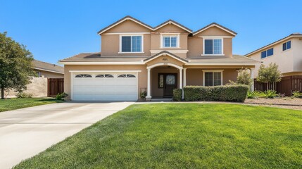 Modern Suburban Home with Green Lawn