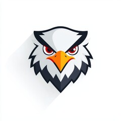 Close-up of an eagle head featuring striking red eyes and a long sharp beak