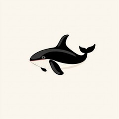 Fototapeta premium Whale swimming in ocean water showcasing its long tail and body in a natural marine environment