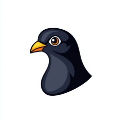 Black bird with orange eyes perched on a branch in natural habitat during daylight