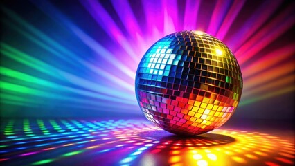 Disco Ball Reflecting Multicolored Lights on Dance Floor