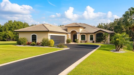 Obraz premium Beautiful House with a Long Driveway