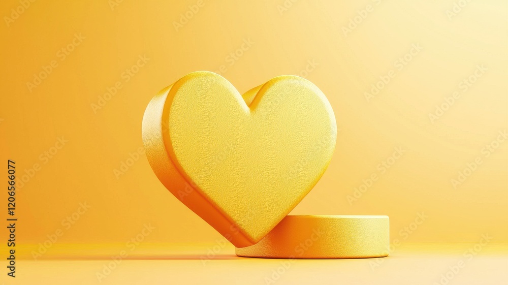 Poster a yellow heart-shaped object sits on a soft yellow background, creating a warm and cheerful visual e