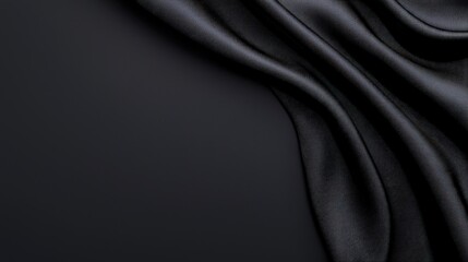 Fototapeta premium Black silk fabric texture background with dark moody lighting for design and creative projects