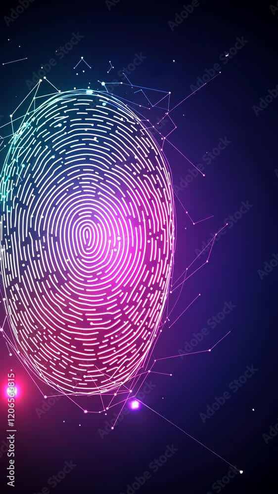 Aufkleber digital fingerprint design showcasing vibrant colors and intricate patterns against a dark backgroun