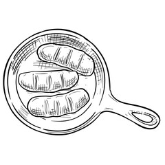 grilled sausage handdrawn illustration